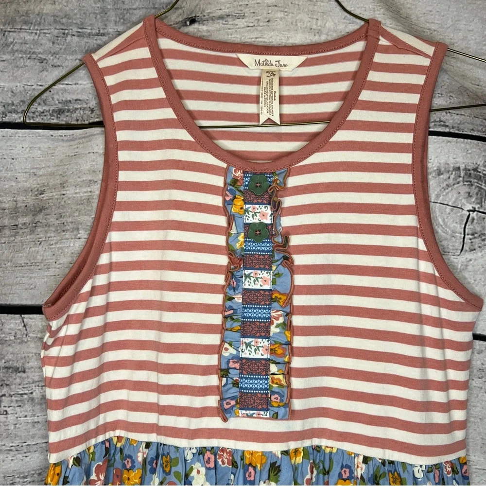 Matilda Jane Heart to Heart World of Wonder Tiered Dress Striped Pink Tank Top